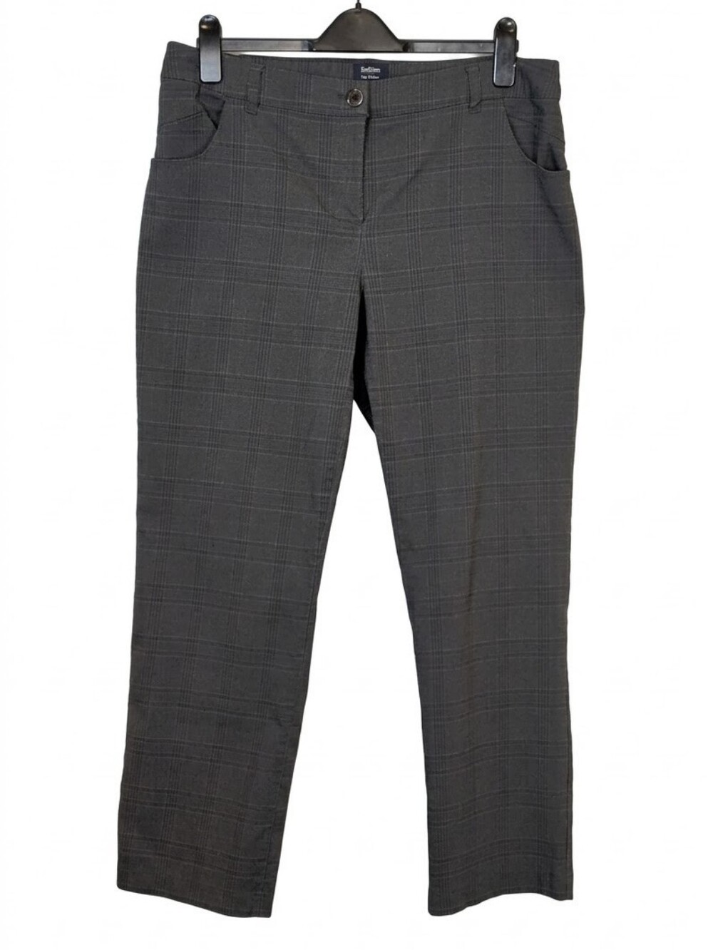 Reitmans Plus Petites Gray Plaid Stretch Pants Size 16P Slim Business Trousers